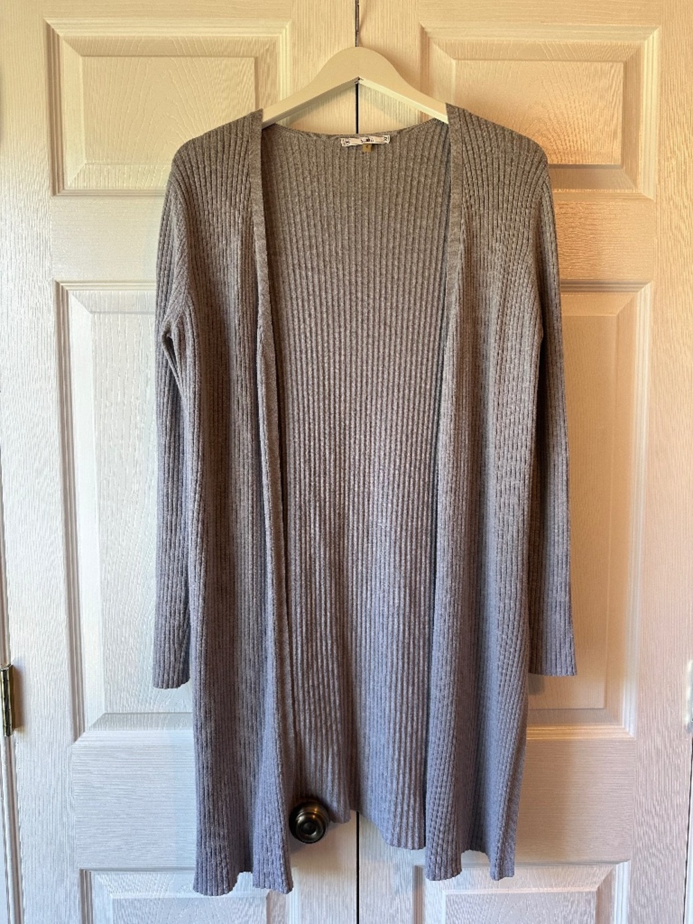 Sioni Gray Wool Blend Ribbed Longline Duster Cardigan S